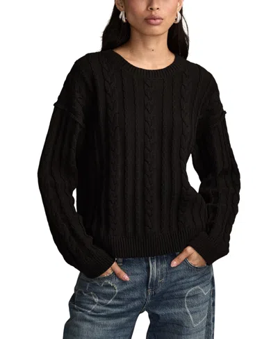 Lucky Brand Women's Cable Crew Neck Sweater In Black