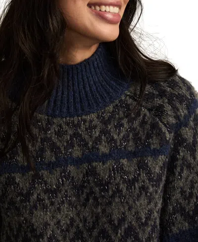 Lucky Brand Women's Fair Isle Mock-neck Sweater In Animal Print