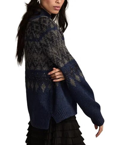 Lucky Brand Women's Fair Isle Mock-neck Sweater In Animal Print
