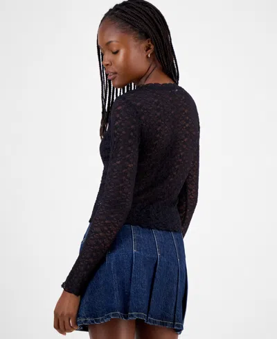 Madden Girl Juniors' Lace Long-sleeve Top In Animal Print