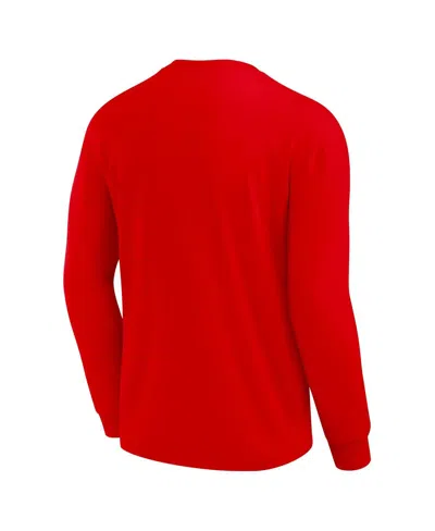 Fanatics Unlabeled Men's Red Nc State Wolfpack Team Logo Long Sleeve T-shirt In Animal Print