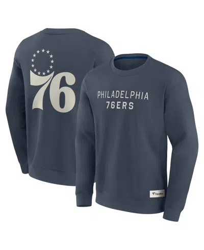 Fanatics Men's Blue Philadelphia 76ers Elements Future Ground Lettering Pullover Sweatshirt In Animal Print