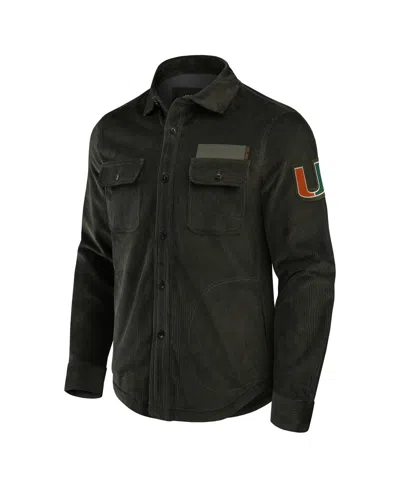 Fanatics Darius Rucker Collection By  Men's Olive Miami Hurricanes Corduroy Full-button Shacket In Black