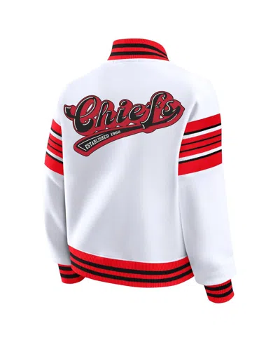 Wear By Erin Andrews Women's White Kansas City Chiefs Full-snap Fleece Sweatshirt Jacket In White