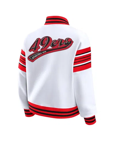 Wear By Erin Andrews Women's White San Francisco 49ers Full-snap Fleece Sweatshirt Jacket In White