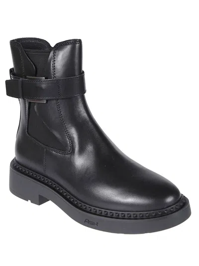 Ash Leather Chelsea Ankle Boots With Block Heel In Black