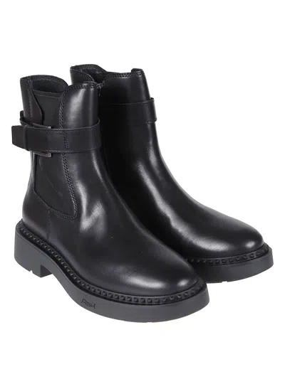 Ash Leather Chelsea Ankle Boots With Block Heel In Black
