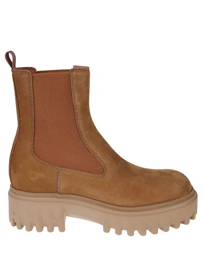 Hogan Chunky Sole Ankle Boots With Suede Finish In Brown