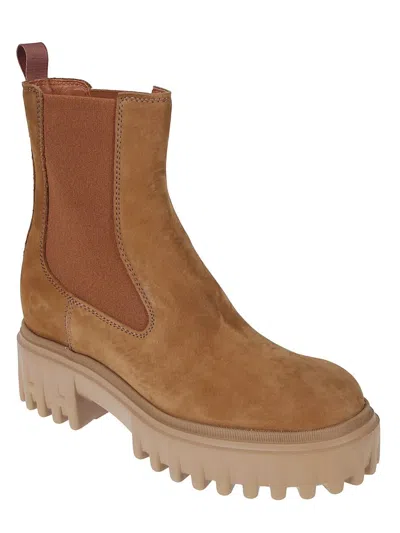 Hogan Chunky Sole Ankle Boots With Suede Finish In Brown