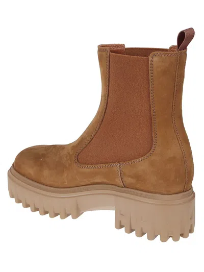 Hogan Chunky Sole Ankle Boots With Suede Finish In Brown