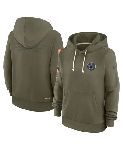 Nike Olive Dallas Cowboys 2025 Salute To Service Sideline Standard Issue Dri-fit Hoodie In Gray