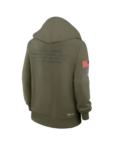 Nike Olive Dallas Cowboys 2025 Salute To Service Sideline Standard Issue Dri-fit Hoodie In Gray