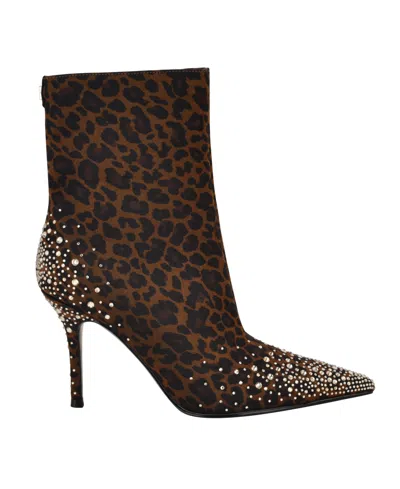 Guess Women's Gomoray Embellished Stiletto Booties In Animal Print