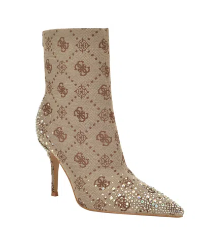 Guess Women's Gomoray Embellished Stiletto Booties In Brown