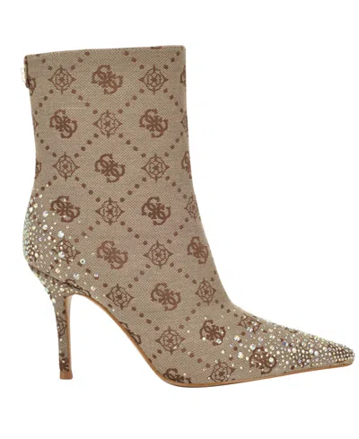 Guess Women's Gomoray Embellished Stiletto Booties In Brown
