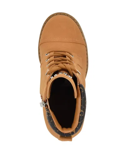 Guess Women's Nellsan High Block Heel Hiker Booties In Brown