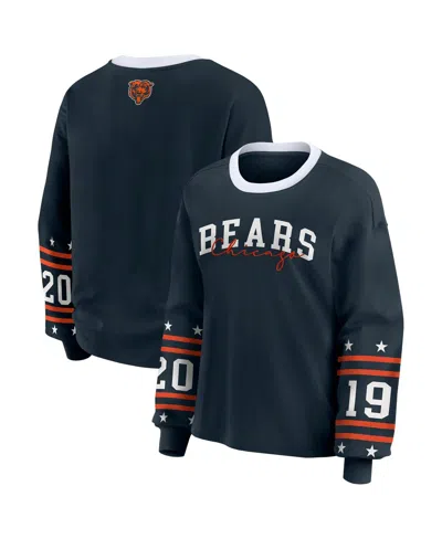 Wear By Erin Andrews Women's Navy Chicago Bears Plus Size Sport Long-sleeve T-shirt In Blue