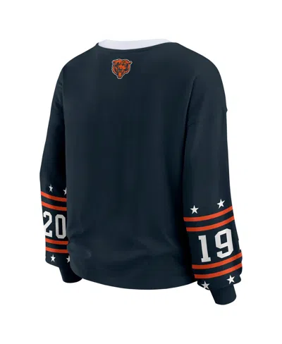 Wear By Erin Andrews Women's Navy Chicago Bears Plus Size Sport Long-sleeve T-shirt In Blue