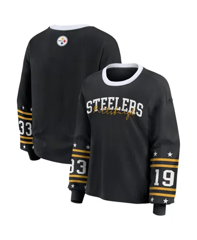 Wear By Erin Andrews Women's Black Pittsburgh Steelers Plus Size Sport Long-sleeve T-shirt In Black