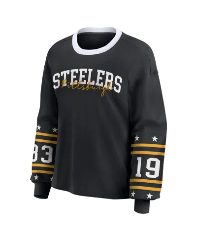 Wear By Erin Andrews Women's Black Pittsburgh Steelers Plus Size Sport Long-sleeve T-shirt In Black