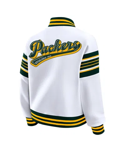 Wear By Erin Andrews White Green Bay Packers Plus Size Full-snap Fleece Sweatshirt Jacket In White