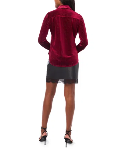 Vince Camuto Women's Sequin Button Front Shirt In Burgundy