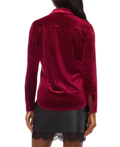 Vince Camuto Women's Sequin Button Front Shirt In Burgundy