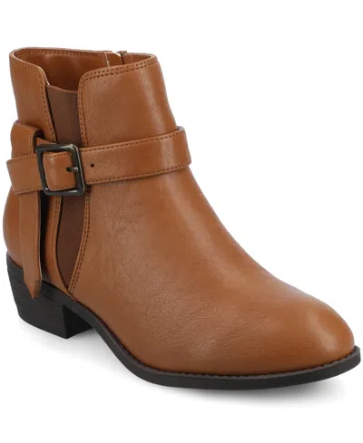 Journee Collection Journee Womens Devina Medium And Wide Width Buckle Detail Ankle Booties In Brown