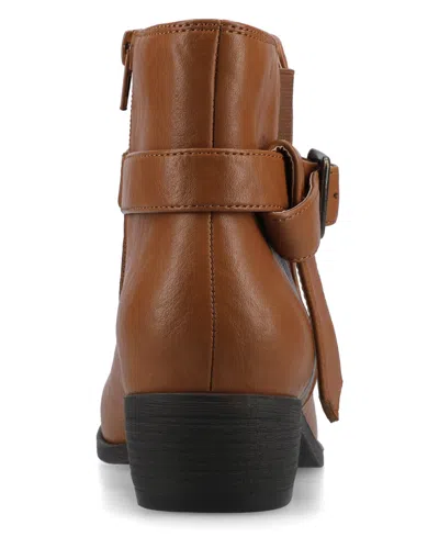Journee Collection Journee Womens Devina Medium And Wide Width Buckle Detail Ankle Booties In Brown