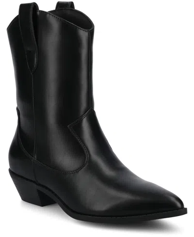 Journee Collection Womens Fritzie Block Heel Booties In Black