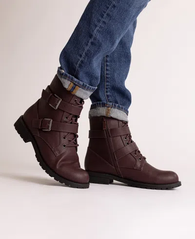 Journee Collection Journee Women's Juliah Buckle Detail Lace-up Ankle Boots In Animal Print