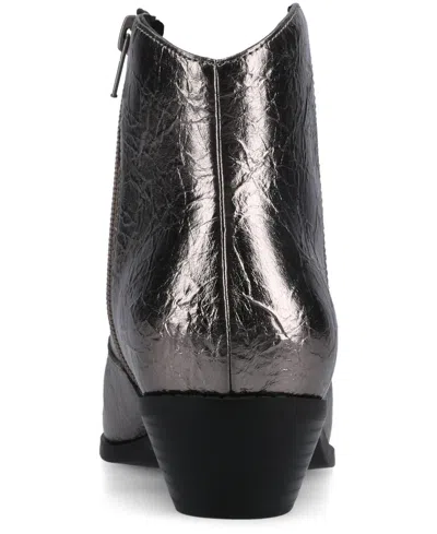 Journee Collection Journee Women's Taliah Medium And Wide Width Western Ankle Booties In Silver