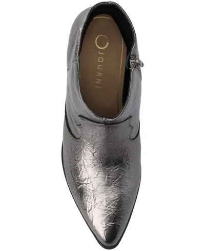 Journee Collection Journee Women's Taliah Medium And Wide Width Western Ankle Booties In Silver