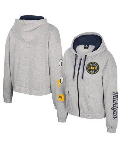 Colosseum Women's Gray Michigan Wolverines Alfie Full-zip Hoodie Jacket In Gold