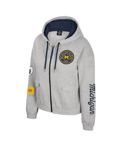 Colosseum Women's Gray Michigan Wolverines Alfie Full-zip Hoodie Jacket In Gold