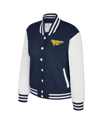 Colosseum Women's Navy Michigan Wolverines French Baguette Full Snap Fleece Jacket In Blue