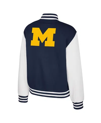 Colosseum Women's Navy Michigan Wolverines French Baguette Full Snap Fleece Jacket In Blue