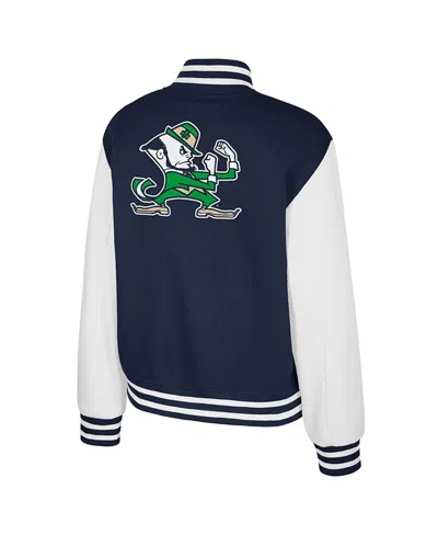 Colosseum Women's Navy Notre Dame Fighting Irish French Baguette Full Snap Fleece Jacket In Blue