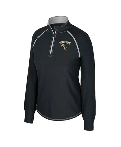 Colosseum Women's Black Florida State Seminoles Bikram Raglan Quarter-zip Top In Multi