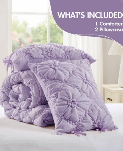 Intelligent Design Lily Floral 3-pc. Comforter Set, Full/queen In Purple