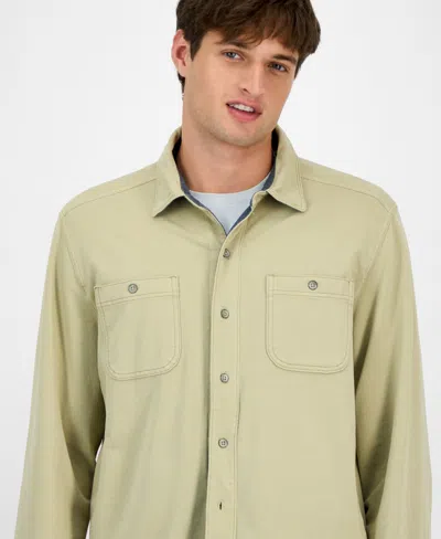 Tommy Bahama Men's Ben And Terry Long Sleeve Button-down Shirt Jacket In Gray