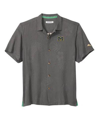 Tommy Bahama Men's Gray Michigan Wolverines Catch Of The Day Camp Islandzone Button-up T-shirt In Multi