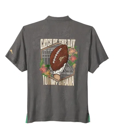 Tommy Bahama Men's Gray Michigan State Spartans Catch Of The Day Camp Islandzone Button-up T-shirt In Animal Print