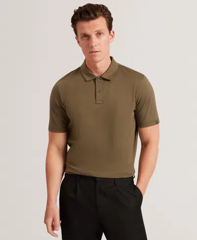Ted Baker Connall Short Sleeve Soft Touch Cotton Polo In Brown