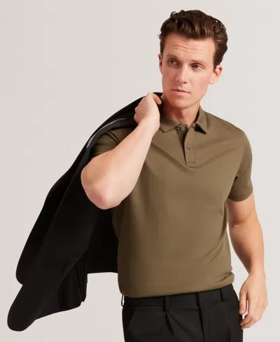 Ted Baker Connall Short Sleeve Soft Touch Cotton Polo In Brown
