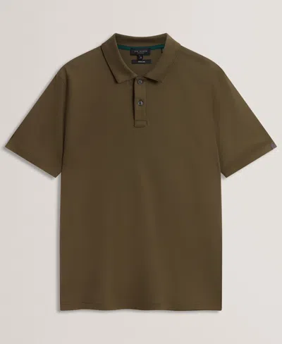 Ted Baker Connall Short Sleeve Soft Touch Cotton Polo In Brown