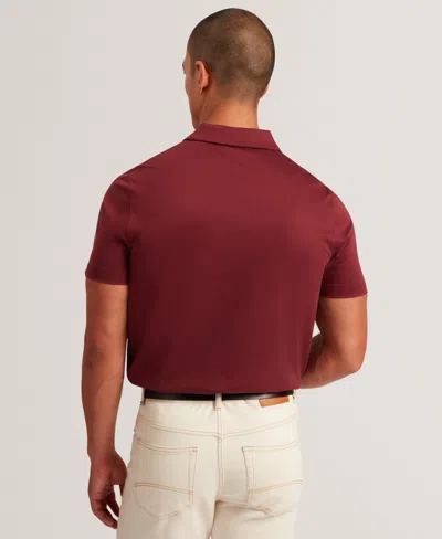 Ted Baker Connall Short Sleeve Soft Touch Cotton Polo In Burgundy