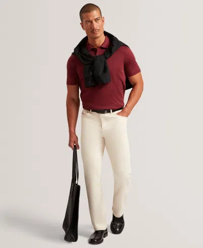 Ted Baker Connall Short Sleeve Soft Touch Cotton Polo In Burgundy