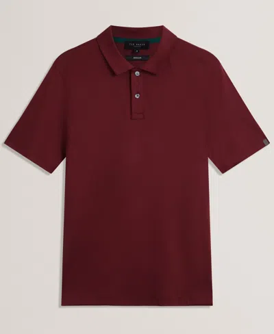 Ted Baker Connall Short Sleeve Soft Touch Cotton Polo In Burgundy