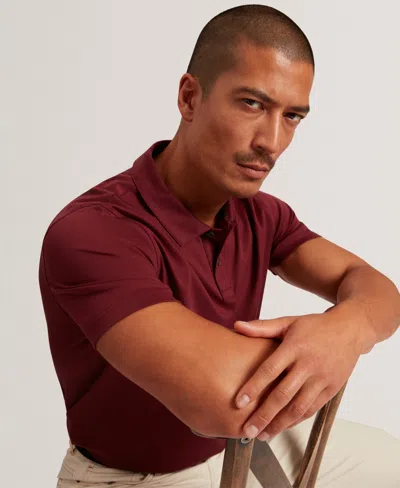 Ted Baker Connall Short Sleeve Soft Touch Cotton Polo In Burgundy